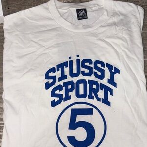 Stussy Sport White and Blue Tee